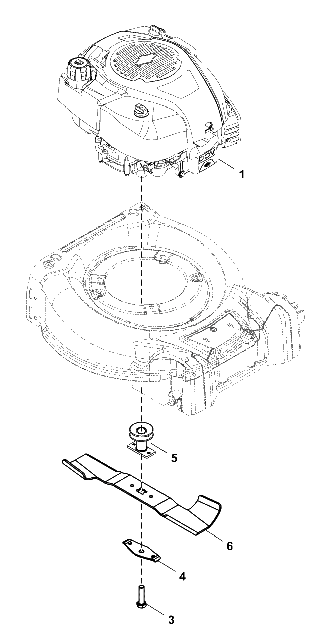 Engine And Blade Group Diagram and Parts List for EQ300E (2691602-00)(2019) Murray Lawn Mower