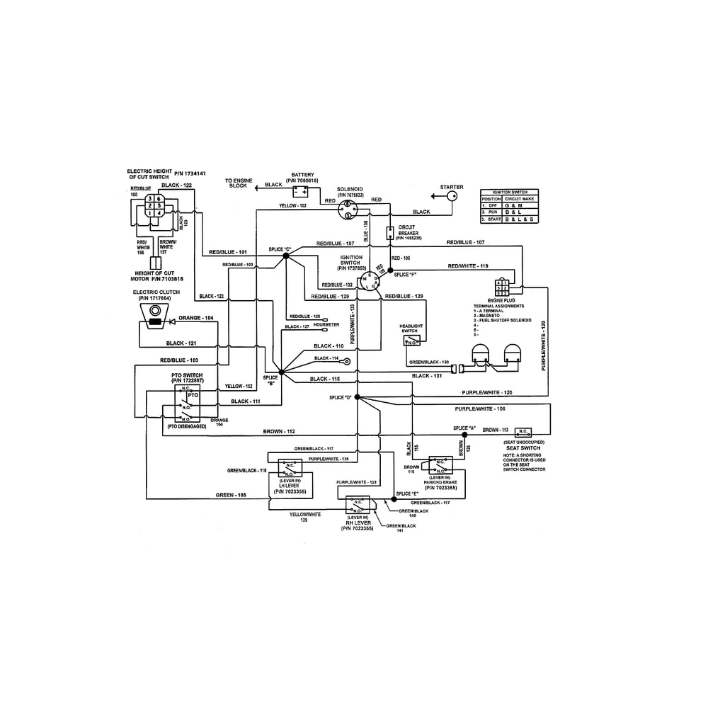 Wiring Schematic Diagram and Parts List for RZT26520 2691079 Murray Ride-On Cars