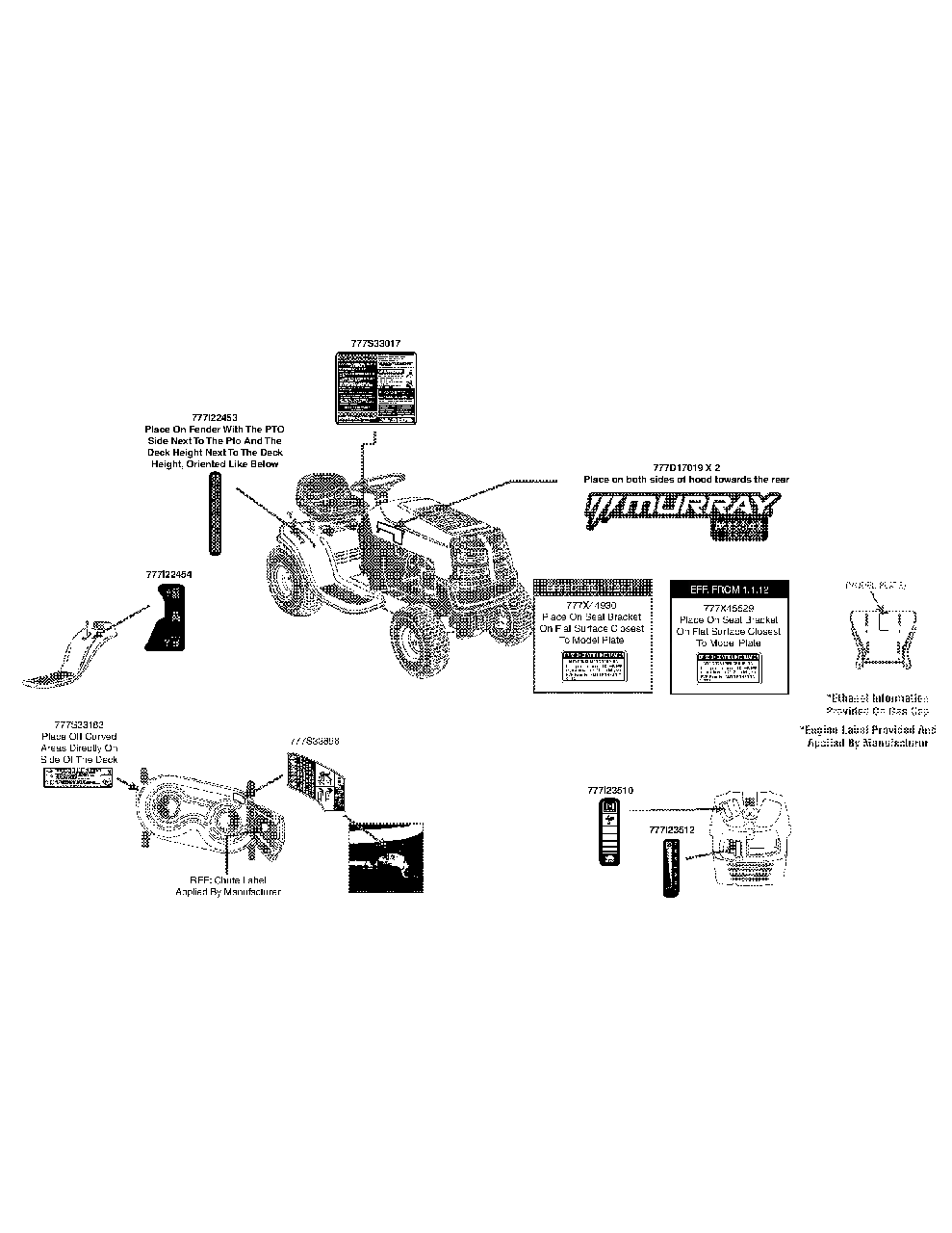 Label Map 13am77ls058 Diagram and Parts List for 13AM77LS058 2012 Murray Lawn Tractor