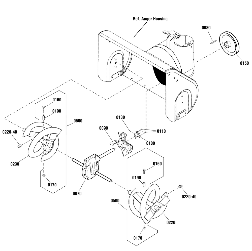 Auger Drive Group Diagram and Parts List for 11527ES (1696029)(2011) Murray Snow Blower
