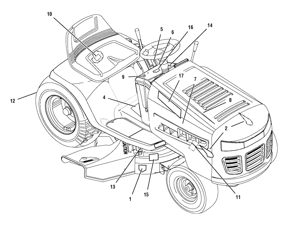 Decals Diagram and Parts List for 465307X51 (7800283)(2008) Murray Lawn Tractor