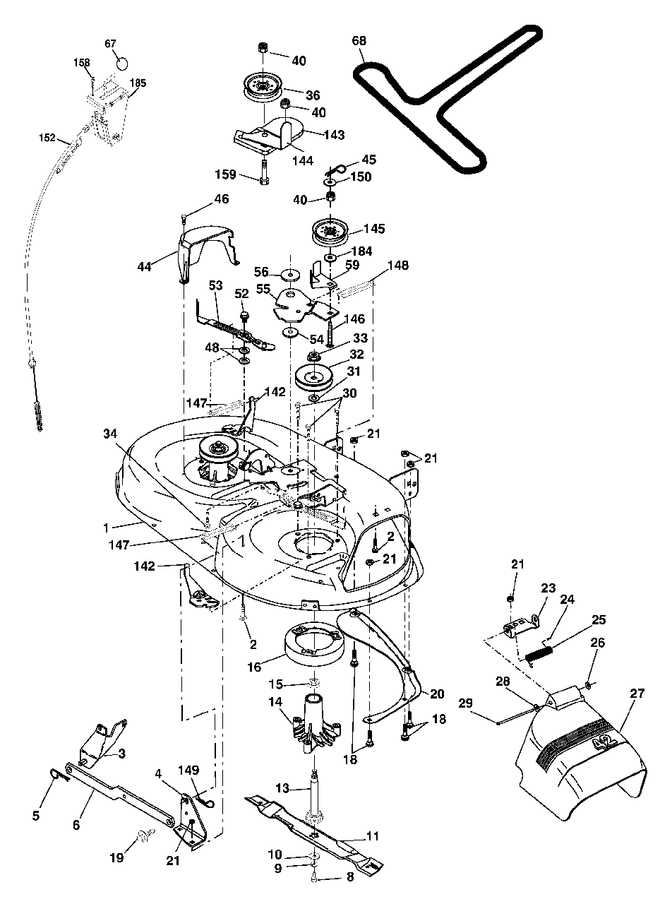 Mower Deck Diagram and Parts List for 425014X92E (960140001-00)(2005) Murray Lawn Tractor