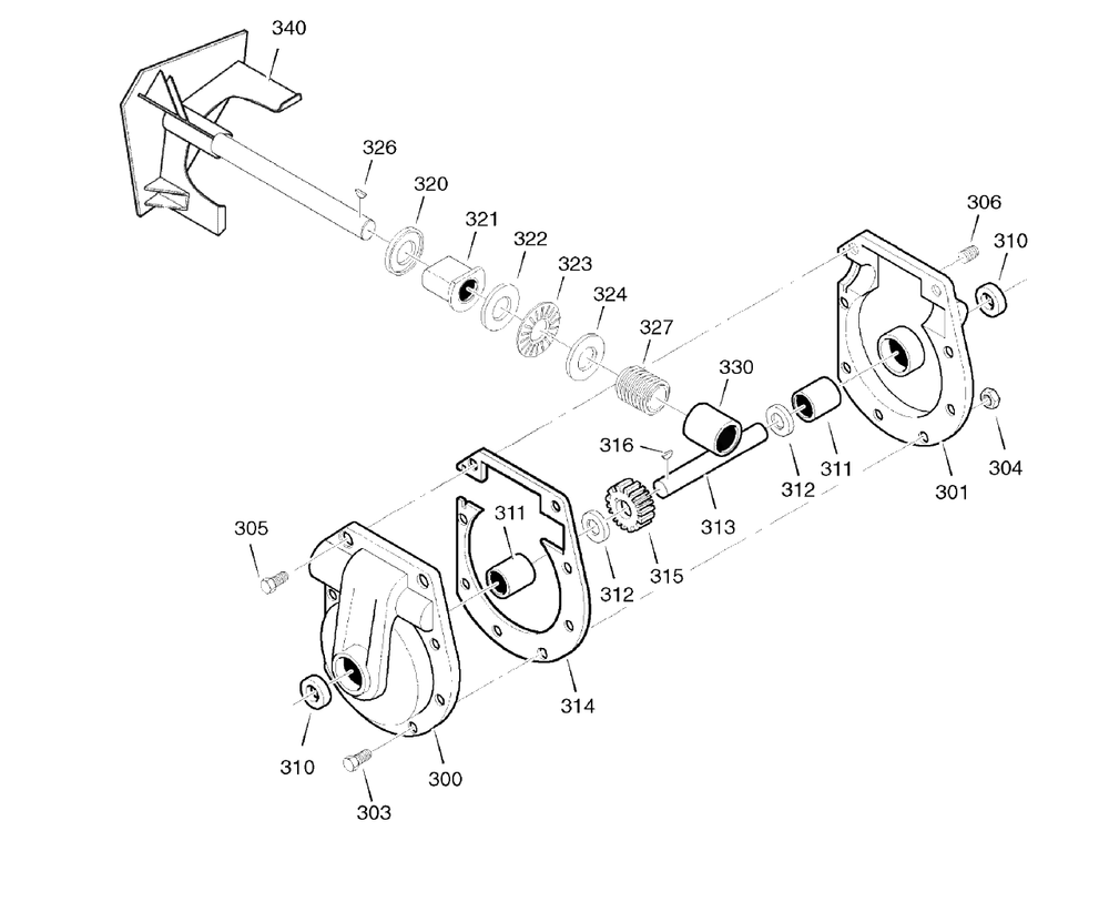 Gear Case Diagram and Parts List for 6291670X196 (1695426)(2007) Murray Snow Blower