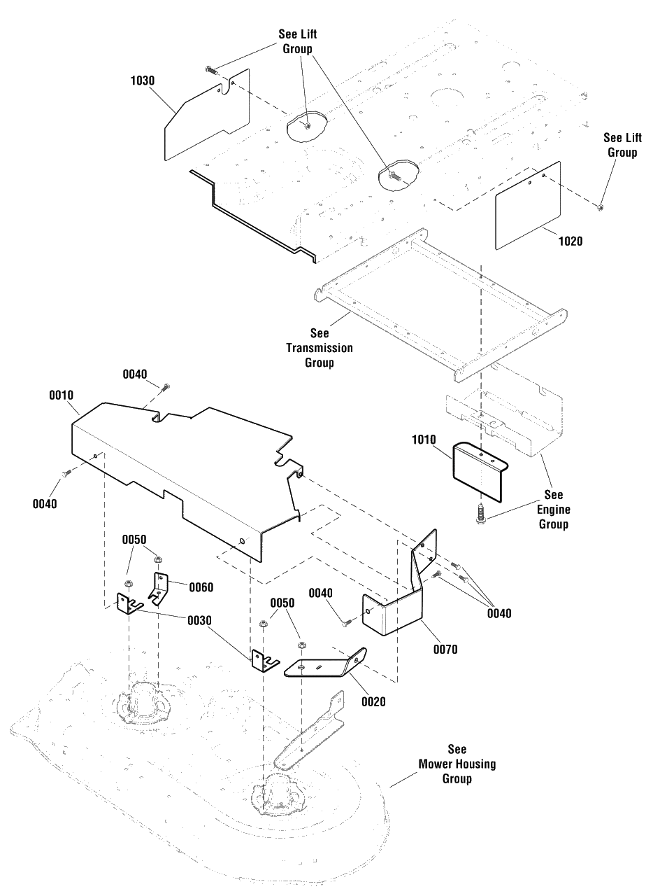 French Guard Group - Frame And Deck Diagram and Parts List for EZT2042 (2691041-00)(2012) Murray Lawn Tractor