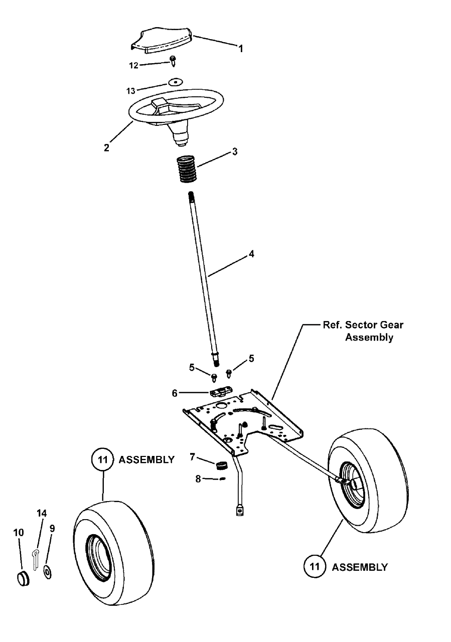 Steering Group Diagram and Parts List for LT20460 (7800192)(2008) Murray Lawn Tractor