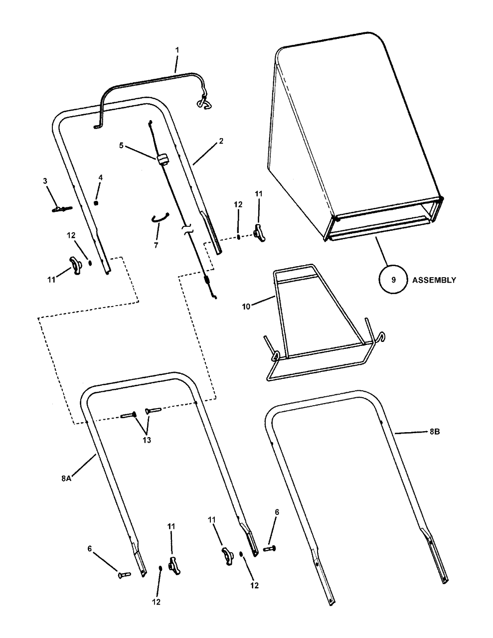 Handles And Controls - Push Diagram and Parts List for NM2265HW (7800241)(2008) Murray Lawn Mower