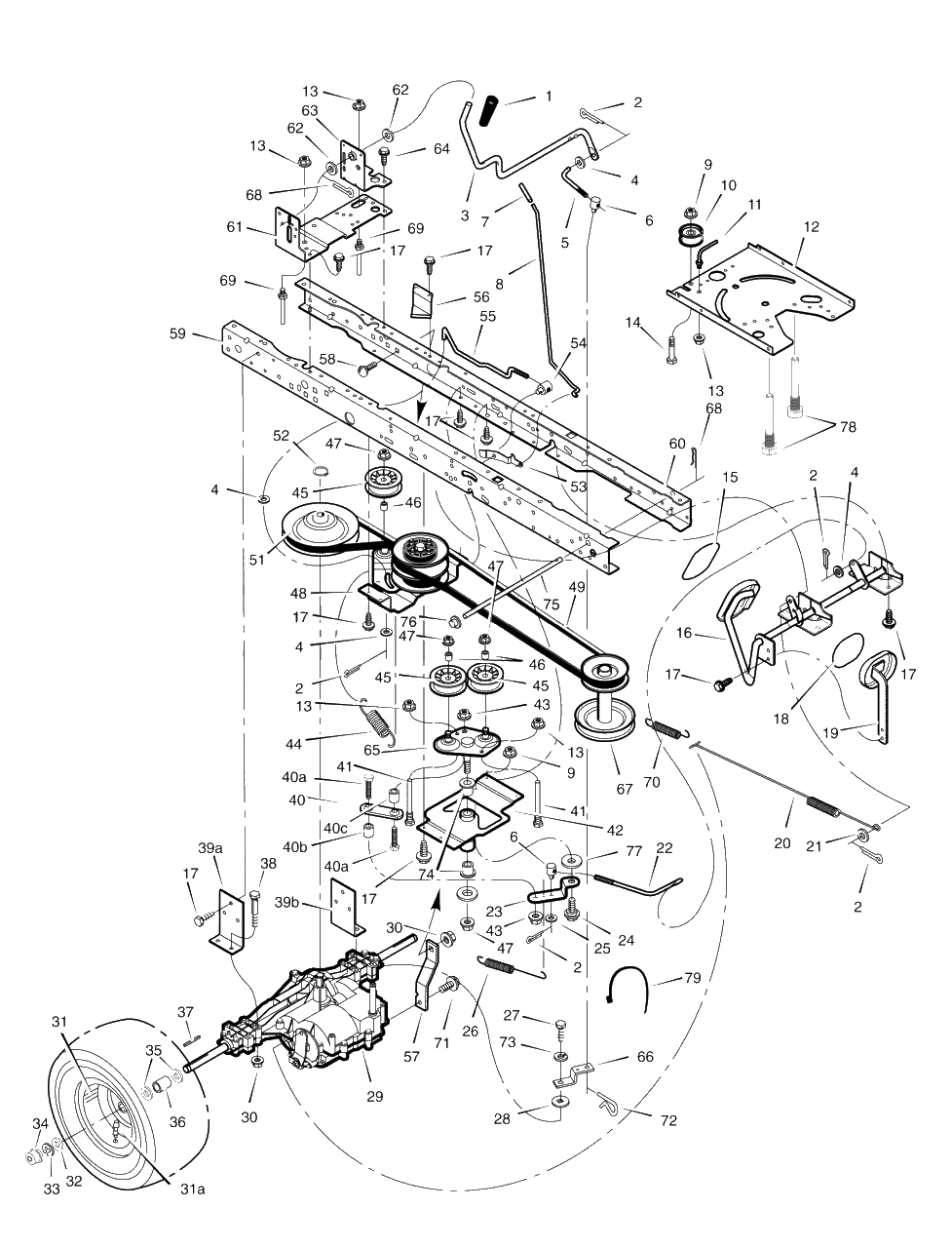 Motion Drive Diagram and Parts List for 425307X51A (7800282)(2008) Murray Lawn Tractor