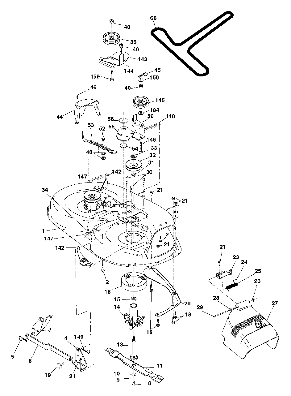 Mower Deck Diagram and Parts List for MB1842LT (960120059-00)(2006) Murray Lawn Tractor