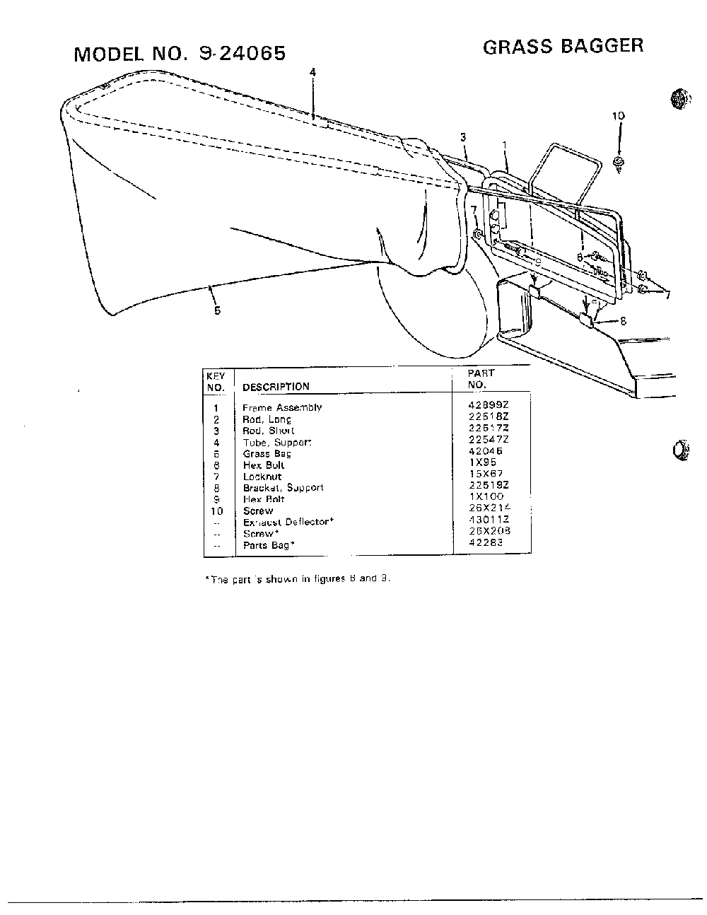 Grass bagger Diagram and Parts List for 37427  Murray Lawn Mower