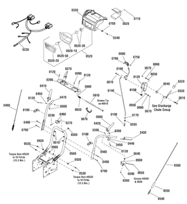 Handles And Controls Group Diagram and Parts List for 11527ES (1696029)(2011) Murray Snow Blower