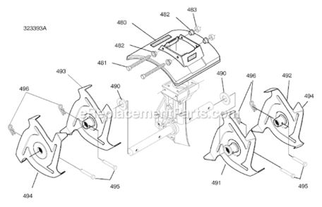 Part Location Diagram of 1901047E701 Murray Tine Assembly. Inner Left Hand