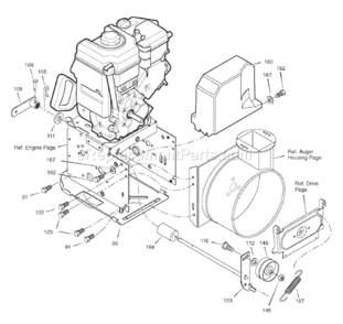 Page B Diagram and Parts List for 1695426 6291670X1962007 Murray Snow Blower