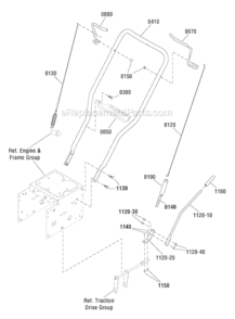 Handles_And_Controls_Group Diagram and Parts List for 1696047 2011 Murray Snow Blower