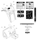 Decals Diagram and Parts List for 1696159-00 BP2132S - 2012 Murray Snow Blower