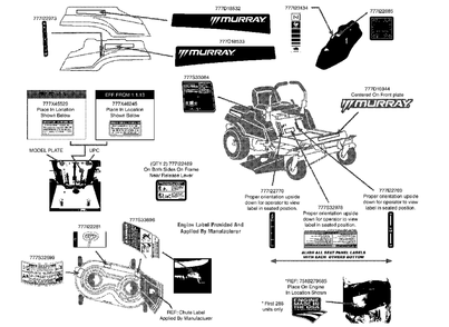 Label Map Diagram and Parts List for MZ210-42 (RZT-42)(2013) Murray Lawn Tractor
