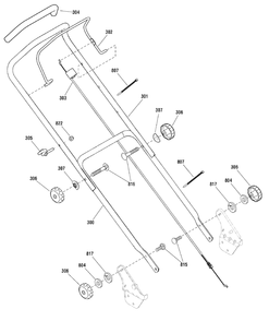 Handle Assembly Diagram and Parts List for MPH550 (881024)(2010) Murray Lawn Mower