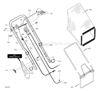 Part Location Diagram of 672574MA Murray Bag
