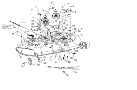 Part Location Diagram of 98305184A0606 MTD Shell-42 2w deck