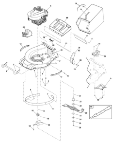Deck And Engine Group (881636 881637) Diagram and Parts List for MXUA19675EX (881636)(2012) Murray Lawn Mower