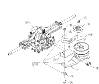 Transmission Pulley Diagram and Parts List for M175-42 (13AN77SS058)(2019) Murray Lawn Tractor