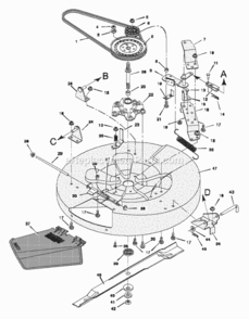 Mower_Housing Diagram and Parts List for 30565A 1997 Murray Lawn Tractor
