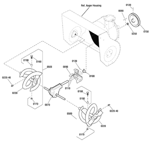 Auger Drive Group Diagram and Parts List for 927ES (1696028)(2011) Murray Snow Blower