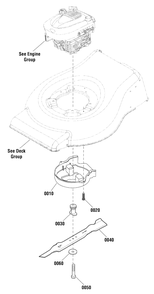 Blade Group (881280) Diagram and Parts List for MXU16550E (881559)(2012) Murray Lawn Mower