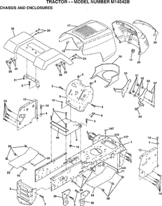 Chassis And Eoclosures Diagram and Parts List for M14542B 1997 Murray Lawn Tractor