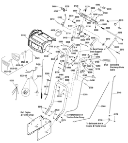 Handles And Controls Group Diagram and Parts List for 16533ES (1696031)(2011) Murray Snow Blower