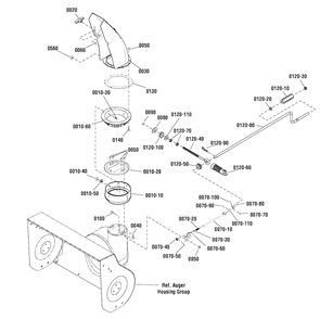 Discharge Chute Group Diagram and Parts List for 927ES (1696028)(2011) Murray Snow Blower