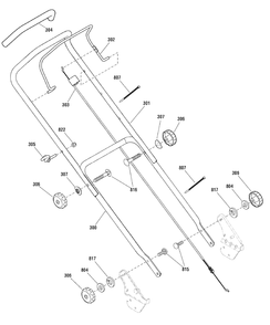 Handle Assembly Diagram and Parts List for MPH625 (881030)(2010) Murray Lawn Mower