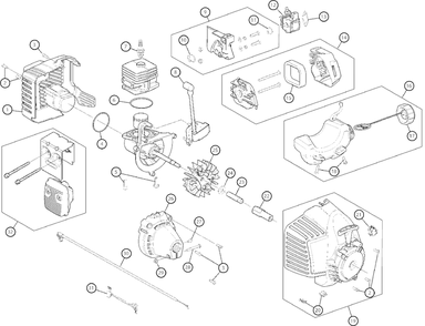 Engine Assembly Diagram and Parts List for M2510 41EDZ03C758 Murray Trimmer