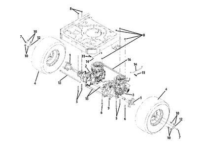 Rear Drive And Wheels Diagram and Parts List for MZ210-42 (RZT-42)(2013) Murray Lawn Tractor