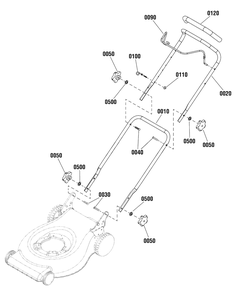 Handles Group (881305) Diagram and Parts List for MPH625E (881548)(2012) Murray Lawn Mower