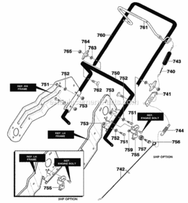 Part Location Diagram of 336453-853 Murray Upper Handle