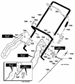 Part Location Diagram of 761711MA Murray Handle Upr 21In Loop W/