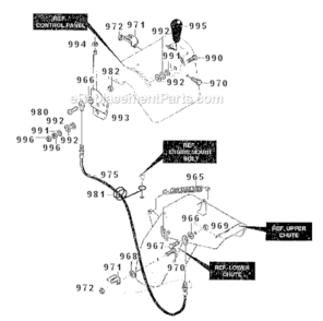 Remote_Chute_Assembly Diagram and Parts List for 627104X8  Murray Snow Blower