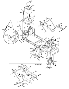 Frame And Pto Lift Diagram and Parts List for M195-46 2012 Murray Lawn Tractor