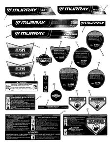 Decals Diagram and Parts List for NMP2265 (7800242)(2008) Murray Lawn Mower