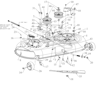 Deck Diagram and Parts List for M175-42 (13BN77SS058)(2020) Murray Lawn Tractor