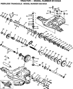 Peerless Transaxle Diagram and Parts List for M14542A 1997 Murray Lawn Tractor