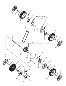 Transmission_And_Wheel_Group Diagram and Parts List for 7800661 BTPD22625 Murray Lawn Mower
