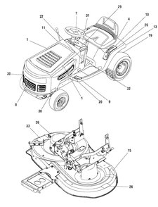 Decal Group Diagram and Parts List for MT155380 (7800561)(2009) Murray Lawn Tractor