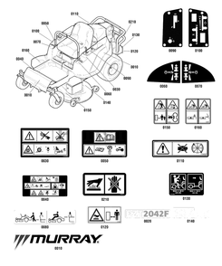 Decal Group Diagram and Parts List for EZT2042 (2691041-00)(2012) Murray Lawn Tractor