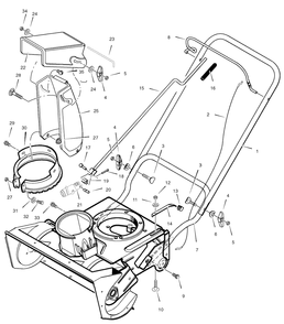 Handle Assembly Diagram and Parts List for 650-21 6210703x61NB Murray Snow Blower