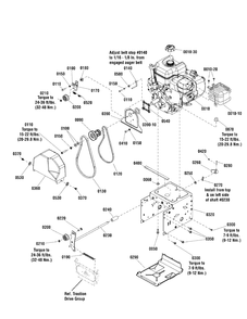 Engine Group Diagram and Parts List for ML61750R (1696212-00)(2012) Murray Snow Blower