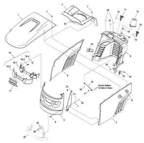 Hood, Grille And Dash Group Diagram and Parts List for YB1840RDFR (2690882)(2010) Murray Lawn Tractor
