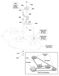 46-Inch Mower Deck - Clutch Group Diagram and Parts List for 1695809 2010 Murray Lawn Tractor Accessories