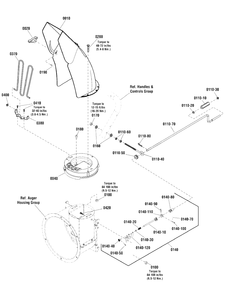 Discharge Chute Group - Left Hand Crank Diagram and Parts List for ML61900R (1696199-00)(2012) Murray Snow Blower
