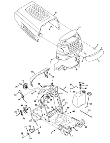 Hood And Grille Diagram and Parts List for M195-46 2012 Murray Lawn Tractor